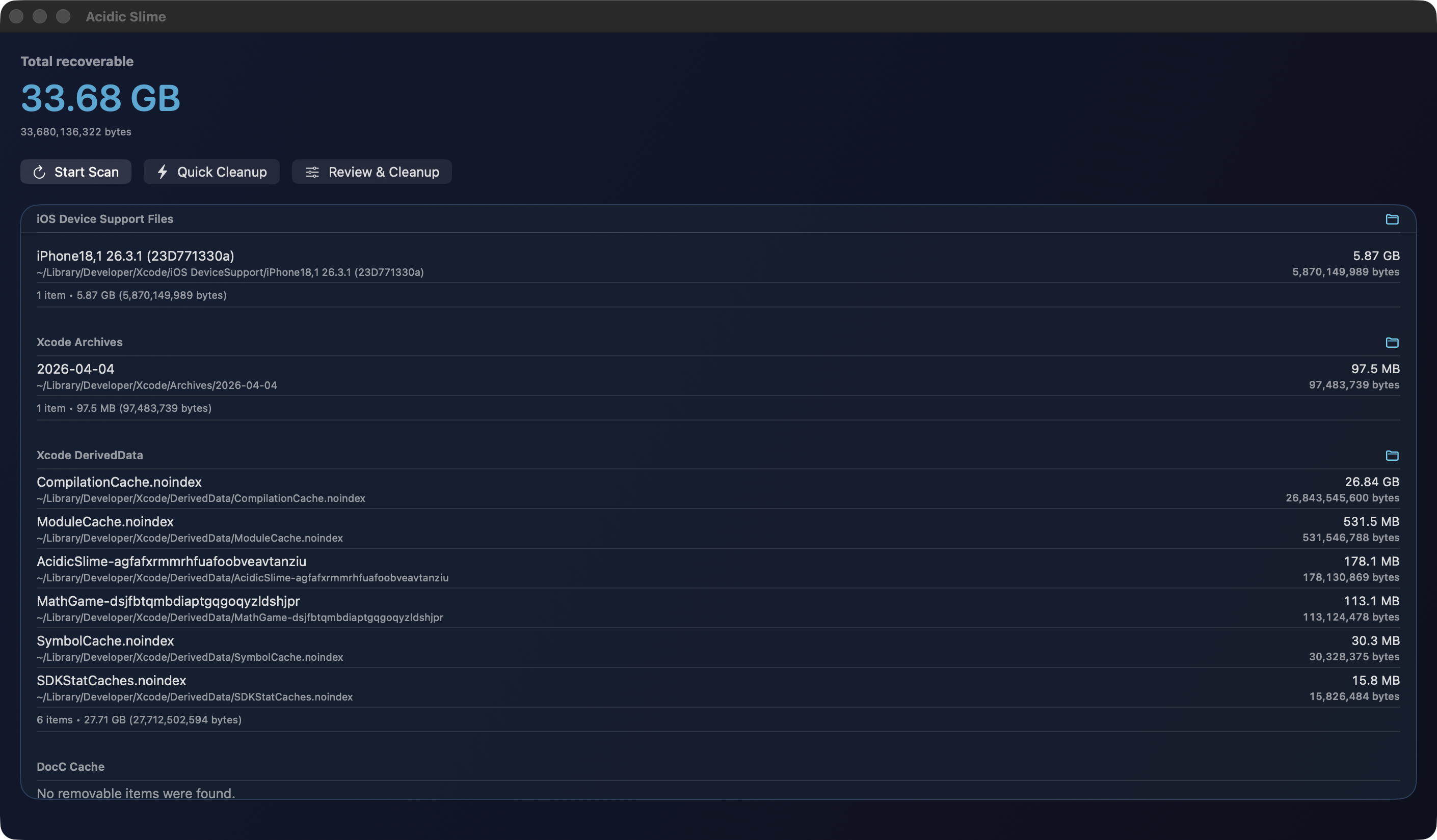 Acidic Slime dashboard window